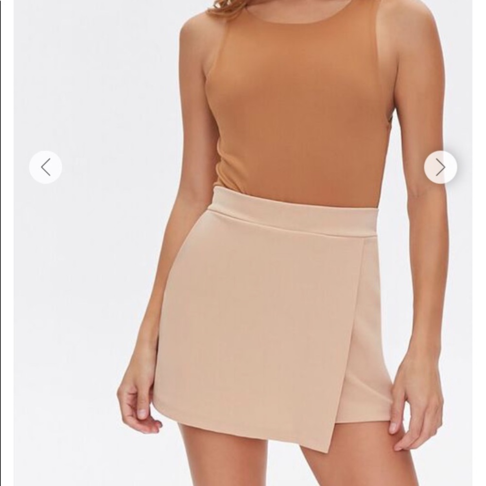 Beige Textured Wrap Front Skirt skort - Small